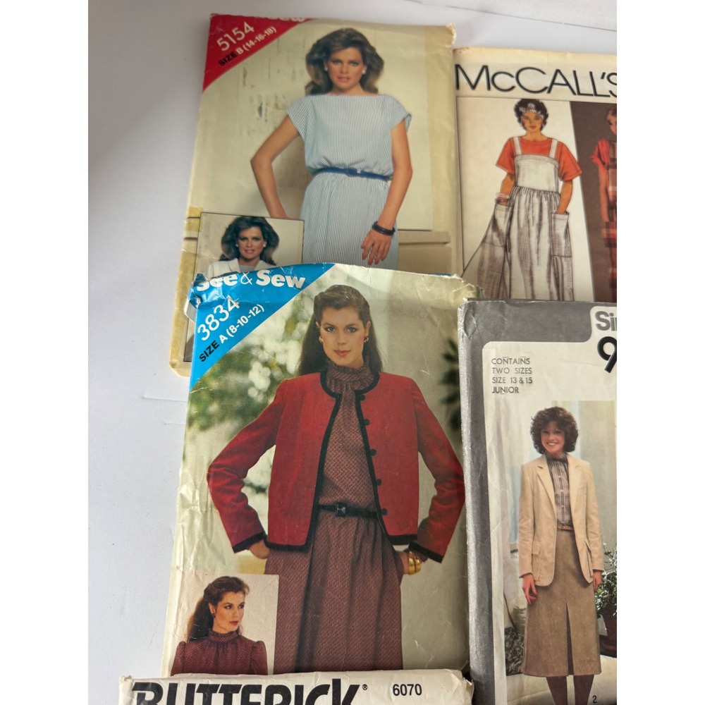 Simplicity McCall's Vintage 80s Sewing Pattern Lot 9pc Dress Skirt Jacket 8-18